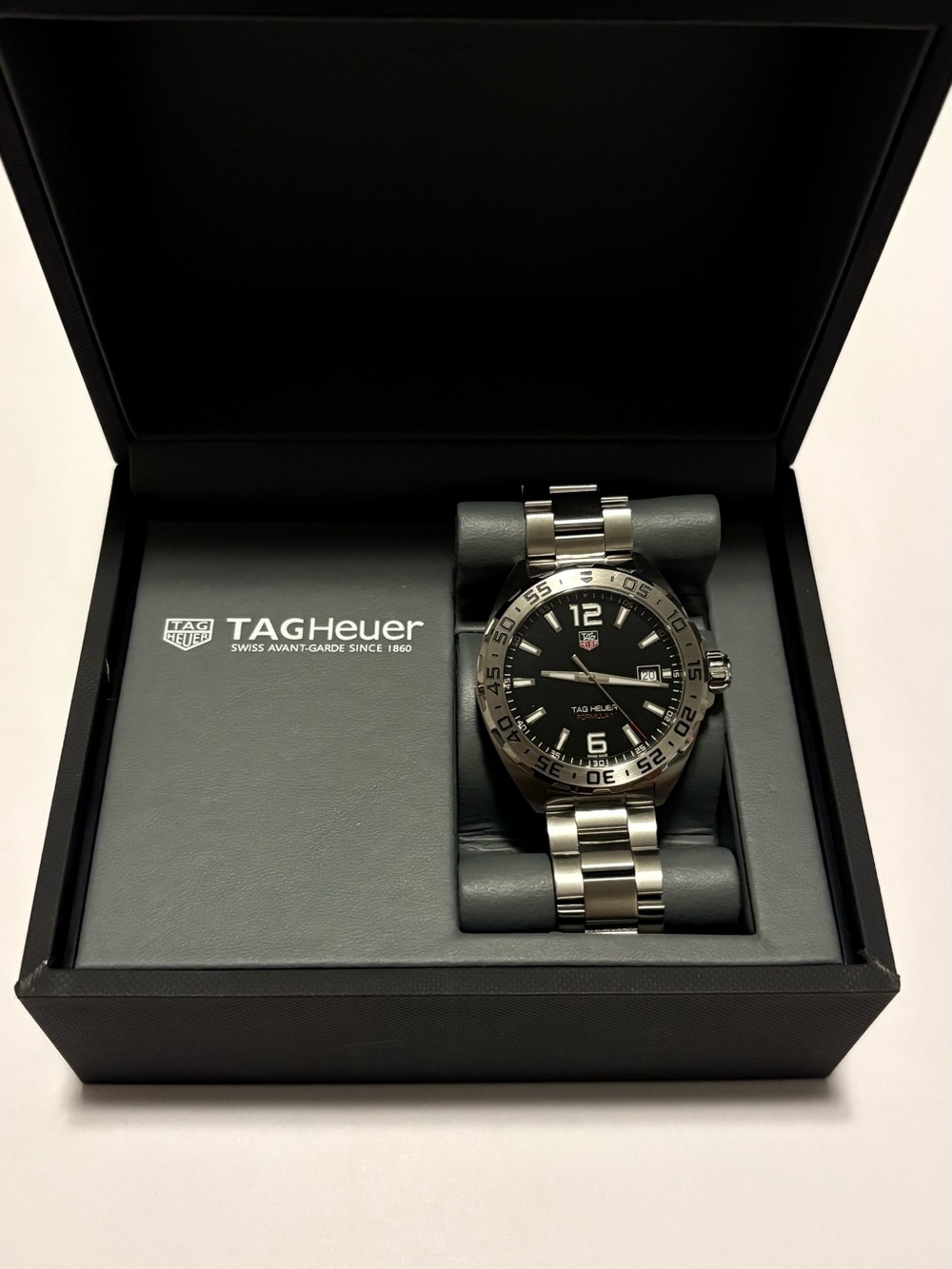 Tag Heuer Silver Stainless Steel Bracelet Watch with Black Dial